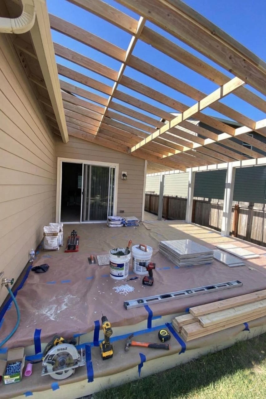 Framing and preparation process for terrace tile installation