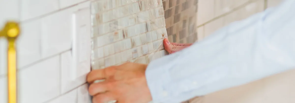 Installing mosaic tile kitchen backsplash — Bellevue, WA